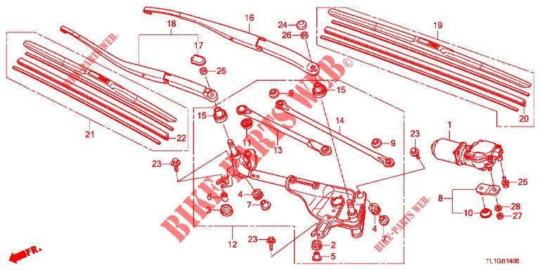 VOOR RUITESPROEIER (LH) voor Honda ACCORD DIESEL 2.2 COMFORT 4 deuren 5-traps automatische versnellingsbak 2013