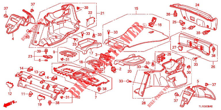 ACHTER HOUDER/ZIJDE VOERING (4DE)  voor Honda ACCORD DIESEL 2.2 SH 4 deuren 6-versnellings handgeschakelde versnellingsbak 2013