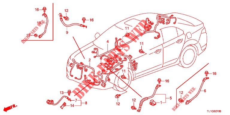 BEDRADINGSBUNDEL (1) (LH) voor Honda ACCORD DIESEL 2.2 SH 4 deuren 6-versnellings handgeschakelde versnellingsbak 2013