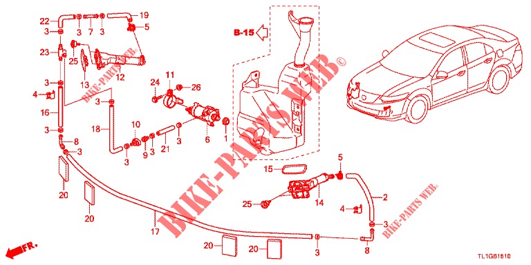 KOPLAMP SPROEIERWISSER(S)  voor Honda ACCORD DIESEL 2.2 SH 4 deuren 6-versnellings handgeschakelde versnellingsbak 2013