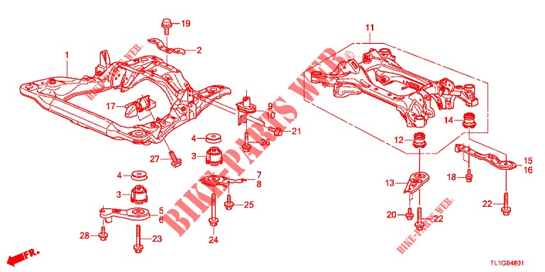 VOOR SUB FRAME/ACHTER BALK (DIESEL) voor Honda ACCORD DIESEL 2.2 SH 4 deuren 6-versnellings handgeschakelde versnellingsbak 2013
