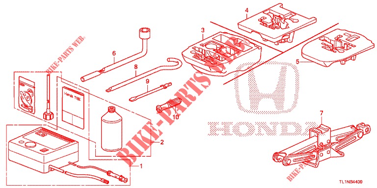 GEREEDSCHAP/KRIK  voor Honda ACCORD 2.0 ELEGANCE PACK 4 deuren 6-versnellings handgeschakelde versnellingsbak 2014