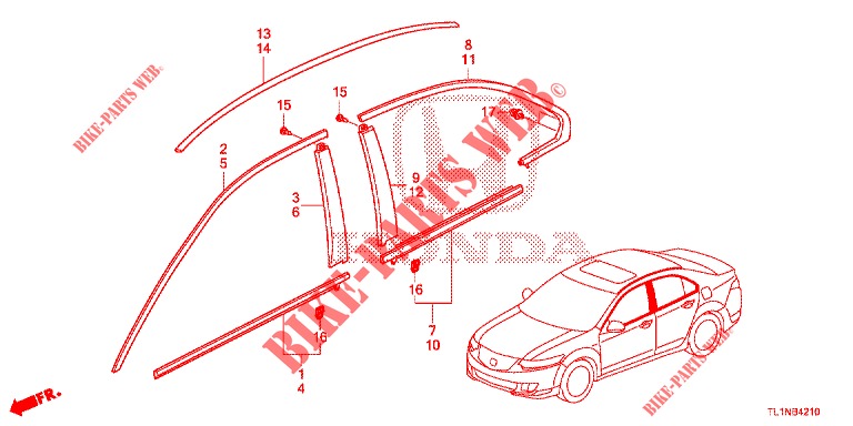 VOOR GRILLE/GIETWERK  voor Honda ACCORD DIESEL 2.2 ELEGANCE 4 deuren 6-versnellings handgeschakelde versnellingsbak 2014