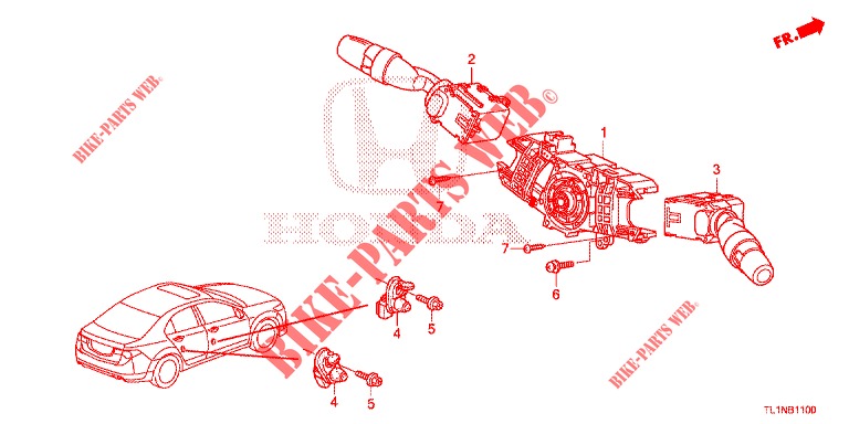 COMBINATIESCHAKELAAR  voor Honda ACCORD 2.4 EXCLUSIVE 4 deuren 6-versnellings handgeschakelde versnellingsbak 2014