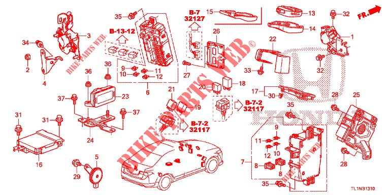 BEDIENINGSEENNEID (CABINE) (1) (LH) voor Honda ACCORD 2.0 COMFORT 4 deuren 6-versnellings handgeschakelde versnellingsbak 2015
