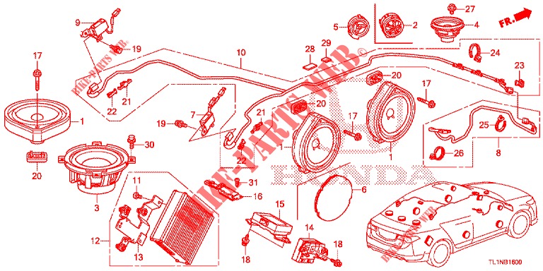 RADIO ANTENNE/LUIDSPREKER (LH) voor Honda ACCORD 2.0 COMFORT 4 deuren 6-versnellings handgeschakelde versnellingsbak 2015