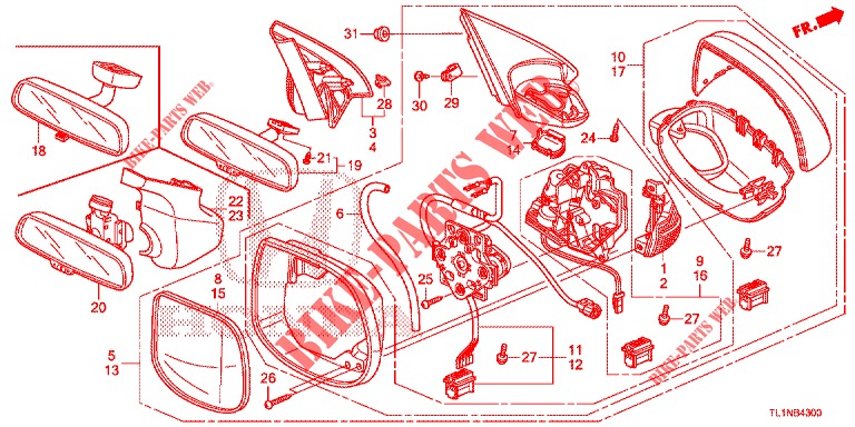SPIEGEL/ZONNEKLEP  voor Honda ACCORD 2.0 ELEGANCE PACK 4 deuren 5-traps automatische versnellingsbak 2015