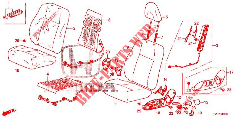 VOOR ZITTING/VEILIGHEIDSRIEMEN (G.) (LH) voor Honda CIVIC 1.4 COMFORT 5 deuren 6-versnellings handgeschakelde versnellingsbak 2012