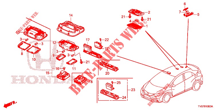 INTERIEUR VERLICHTING  voor Honda CIVIC 1.8 EXECUTIVE 5 deuren 5-traps automatische versnellingsbak 2012
