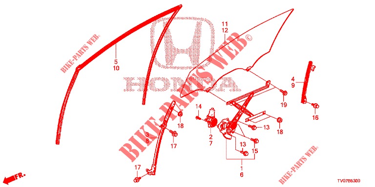 VOOR PORTIER RAMEN/REGELAAR  voor Honda CIVIC DIESEL 2.2 ELEGANCE 5 deuren 6-versnellings handgeschakelde versnellingsbak 2012