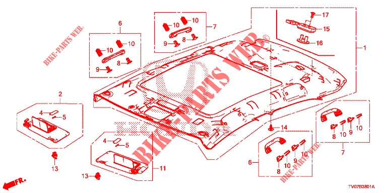 DAK VOERING (TOIT VERRE) voor Honda CIVIC 1.8 EXECUTIVE 5 deuren 5-traps automatische versnellingsbak 2013
