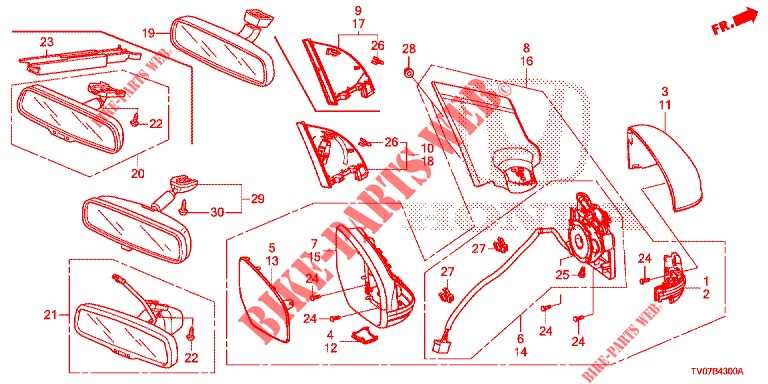 SPIEGEL/ZONNEKLEP  voor Honda CIVIC DIESEL 2.2 EXECUTIVE 5 deuren 6-versnellings handgeschakelde versnellingsbak 2013
