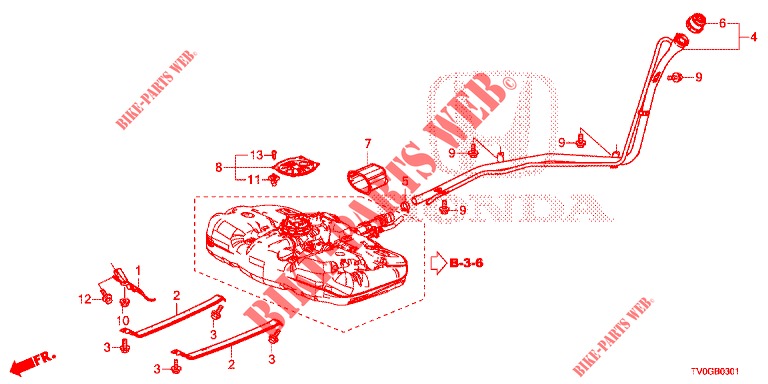 BRANDSTOF VUL PIJP (DIESEL) voor Honda CIVIC DIESEL 1.6 EXCLUSIVE 5 deuren 6-versnellings handgeschakelde versnellingsbak 2015