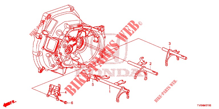 OVERSCHAKELVORK/STELSCHROEF  voor Honda CIVIC 1.4 ELEGANCE 5 deuren 6-versnellings handgeschakelde versnellingsbak 2016