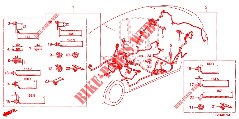 BEDRADINGSBUNDEL (3) (LH) voor Honda CIVIC DIESEL 1.6 EXECUTIVE NAVI EDITION X 5 deuren 6-versnellings handgeschakelde versnellingsbak 2016