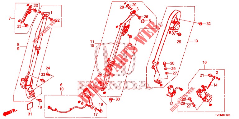VOOR ZITTING/VEILIGHEIDSRIEMEN  voor Honda CIVIC DIESEL 1.6 EXECUTIVE NAVI EDITION X 5 deuren 6-versnellings handgeschakelde versnellingsbak 2016