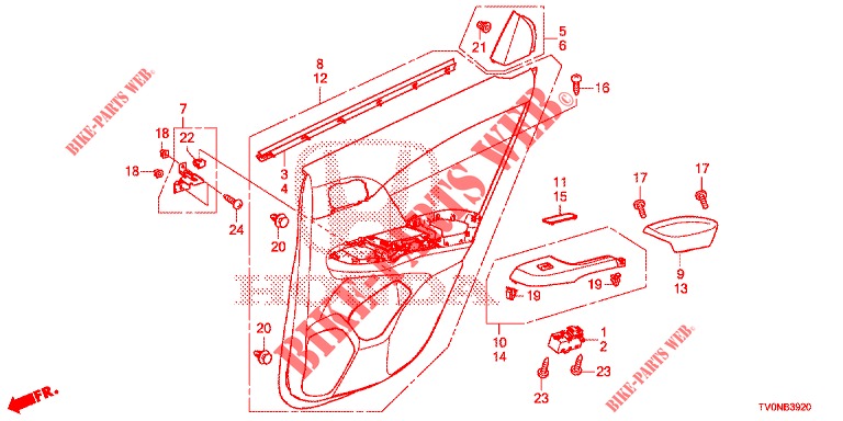 ACHTER PORTIER VOERING(4DE)  voor Honda CIVIC 1.8 S 5 deuren 5-traps automatische versnellingsbak 2016