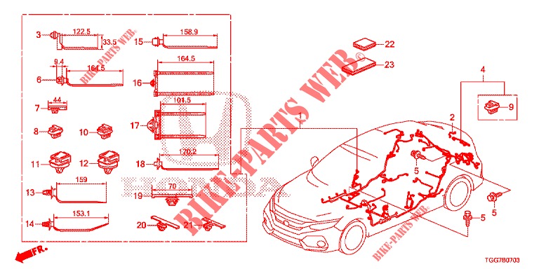 BEDRADINGSBUNDEL (4) (LH) voor Honda CIVIC  1.5 PRESTIGE 5 deuren CVT versnellingsbak 2017