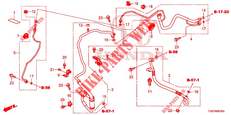 AIRCONDITIONER (FLEXIBLES/TUYAUX) (1.5L) (LH) voor Honda CIVIC  1.5 SPORT PLUS 5 deuren CVT versnellingsbak 2017