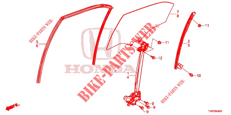 ACHTER PORTIER RAMEN/REGELAAR  voor Honda CIVIC TYPE R 5 deuren 6-versnellings handgeschakelde versnellingsbak 2016