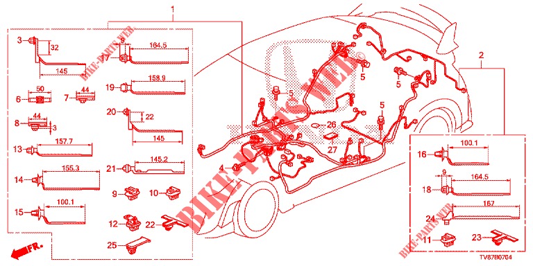 BEDRADINGSBUNDEL (3) (LH) voor Honda CIVIC TYPE R 5 deuren 6-versnellings handgeschakelde versnellingsbak 2016