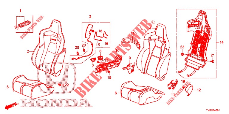 VOOR ZITTING/VEILIGHEIDSRIEMEN (D.) (LH) voor Honda CIVIC TYPE R 5 deuren 6-versnellings handgeschakelde versnellingsbak 2016