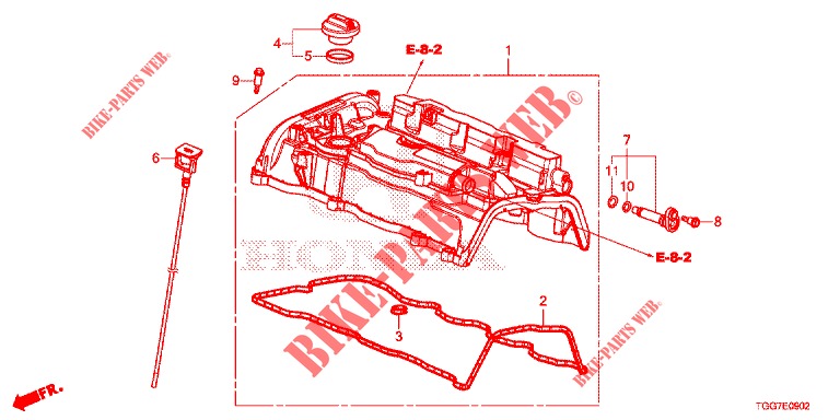 CILINDERKOP AFDEKKING (TYPE R) voor Honda CIVIC TYPE R 5 deuren 6-versnellings handgeschakelde versnellingsbak 2018