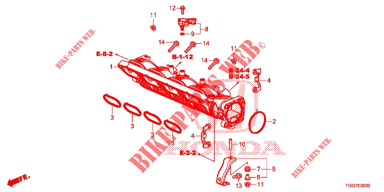 INLAAT SPRUITSTUK (TYPE R) voor Honda CIVIC TYPE R 5 deuren 6-versnellings handgeschakelde versnellingsbak 2018
