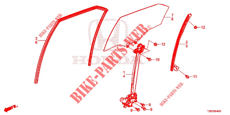 ACHTER PORTIER RAMEN/REGELAAR  voor Honda CIVIC TOURER DIESEL 1.6 COMFORT 5 deuren 6-versnellings handgeschakelde versnellingsbak 2014