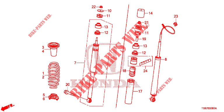ACHTER SCHOK ABSORBEERDER  voor Honda CIVIC TOURER DIESEL 1.6 COMFORT 5 deuren 6-versnellings handgeschakelde versnellingsbak 2014