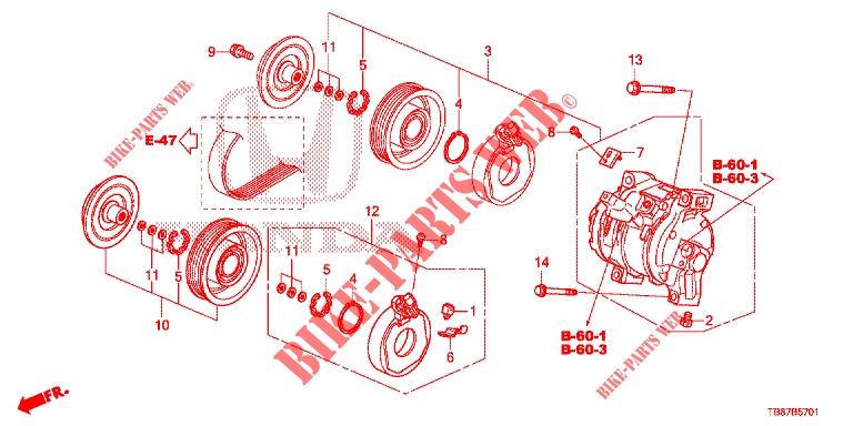 AIRCONDITIONER (COMPRESSEUR) (DIESEL) voor Honda CIVIC TOURER DIESEL 1.6 COMFORT 5 deuren 6-versnellings handgeschakelde versnellingsbak 2014