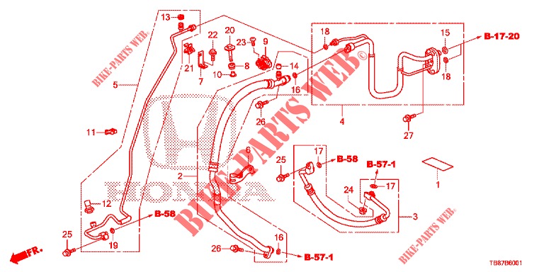 AIRCONDITIONER (FLEXIBLES/TUYAUX) (DIESEL) (LH) voor Honda CIVIC TOURER DIESEL 1.6 COMFORT 5 deuren 6-versnellings handgeschakelde versnellingsbak 2014