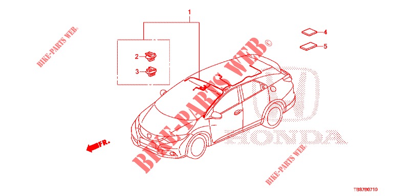 BEDRADINGSBUNDEL (6) (LH) voor Honda CIVIC TOURER DIESEL 1.6 COMFORT 5 deuren 6-versnellings handgeschakelde versnellingsbak 2014