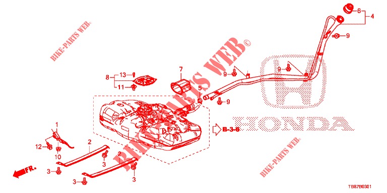 BRANDSTOF VUL PIJP (DIESEL) voor Honda CIVIC TOURER DIESEL 1.6 COMFORT 5 deuren 6-versnellings handgeschakelde versnellingsbak 2014