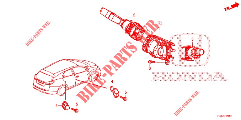 COMBINATIESCHAKELAAR  voor Honda CIVIC TOURER DIESEL 1.6 COMFORT 5 deuren 6-versnellings handgeschakelde versnellingsbak 2014