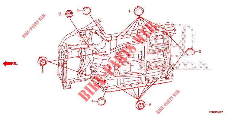 DOORVOERTULLE (INFERIEUR) voor Honda CIVIC TOURER DIESEL 1.6 COMFORT 5 deuren 6-versnellings handgeschakelde versnellingsbak 2014