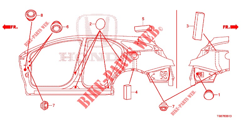DOORVOERTULLE (LATERAL) voor Honda CIVIC TOURER DIESEL 1.6 COMFORT 5 deuren 6-versnellings handgeschakelde versnellingsbak 2014