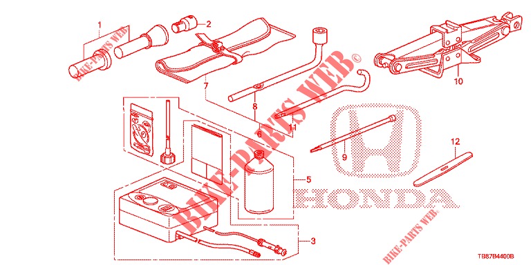 GEREEDSCHAP/KRIK  voor Honda CIVIC TOURER DIESEL 1.6 COMFORT 5 deuren 6-versnellings handgeschakelde versnellingsbak 2014