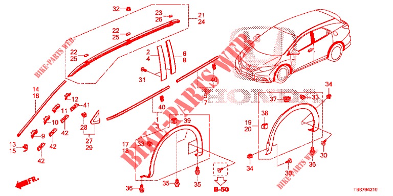 GIETWERK/BESCHERMER  voor Honda CIVIC TOURER DIESEL 1.6 COMFORT 5 deuren 6-versnellings handgeschakelde versnellingsbak 2014