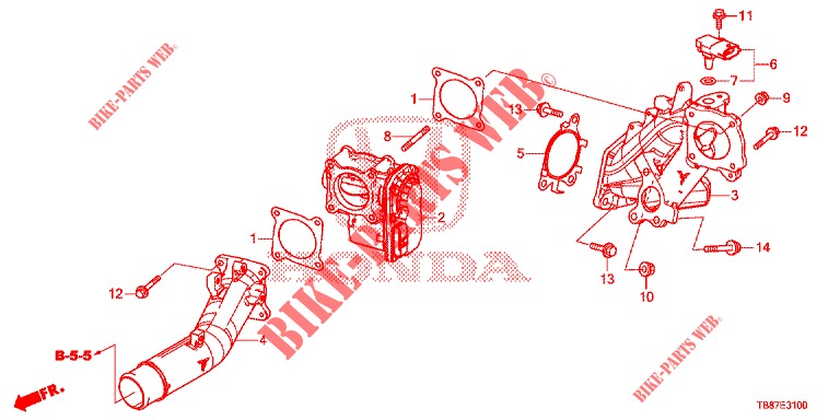 INLAAT FLAP VALVE (DIESEL) voor Honda CIVIC TOURER DIESEL 1.6 COMFORT 5 deuren 6-versnellings handgeschakelde versnellingsbak 2014