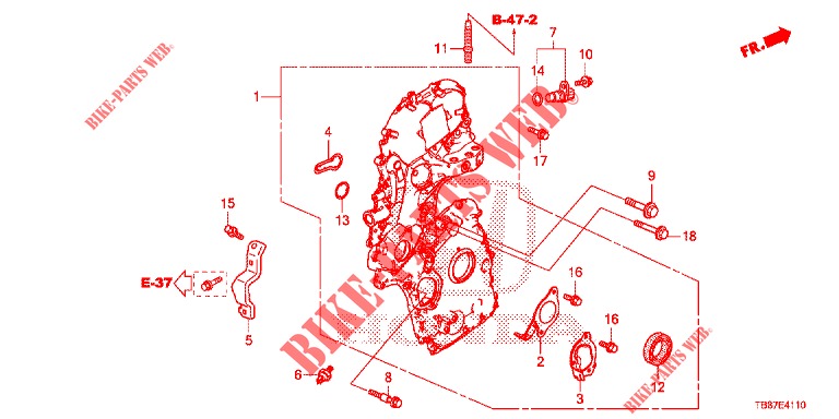 KETTINGKAST (DIESEL) voor Honda CIVIC TOURER DIESEL 1.6 COMFORT 5 deuren 6-versnellings handgeschakelde versnellingsbak 2014