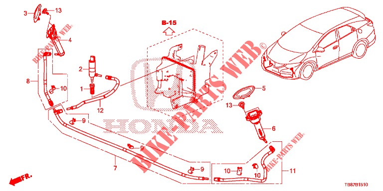 KOPLAMP SPROEIERWISSER(S)  voor Honda CIVIC TOURER DIESEL 1.6 COMFORT 5 deuren 6-versnellings handgeschakelde versnellingsbak 2014