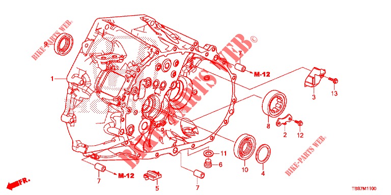 KOPPELING BEHUIZING (DIESEL) voor Honda CIVIC TOURER DIESEL 1.6 COMFORT 5 deuren 6-versnellings handgeschakelde versnellingsbak 2014