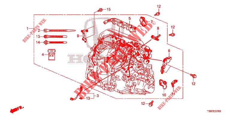 MOTOR BEDRADINGSBUNDEL (DIESEL) voor Honda CIVIC TOURER DIESEL 1.6 COMFORT 5 deuren 6-versnellings handgeschakelde versnellingsbak 2014