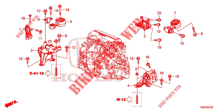 MOTOR BEVESTIGINGEN (DIESEL) voor Honda CIVIC TOURER DIESEL 1.6 COMFORT 5 deuren 6-versnellings handgeschakelde versnellingsbak 2014