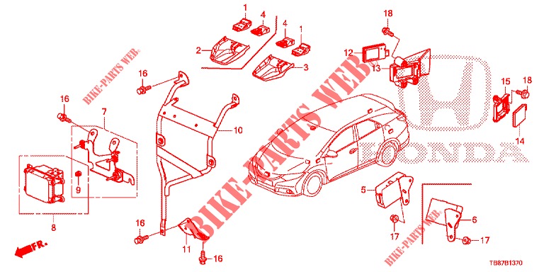 RADAR  voor Honda CIVIC TOURER DIESEL 1.6 COMFORT 5 deuren 6-versnellings handgeschakelde versnellingsbak 2014