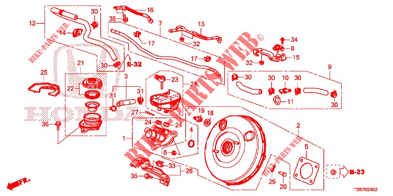REM HOOFDCILINDER/HOOFDSPANNING (DIESEL) (LH) voor Honda CIVIC TOURER DIESEL 1.6 COMFORT 5 deuren 6-versnellings handgeschakelde versnellingsbak 2014