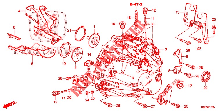 TRANSMISSIE HUIS (DIESEL) voor Honda CIVIC TOURER DIESEL 1.6 COMFORT 5 deuren 6-versnellings handgeschakelde versnellingsbak 2014