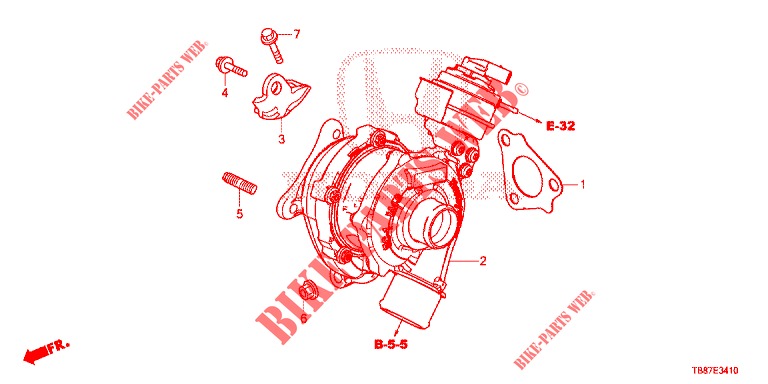 TURBOLADER SYSTEEM (DIESEL) voor Honda CIVIC TOURER DIESEL 1.6 COMFORT 5 deuren 6-versnellings handgeschakelde versnellingsbak 2014