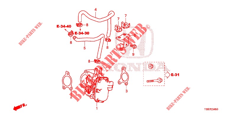 UITLAATGAS RECIRCULATIEKLEP (DIESEL) voor Honda CIVIC TOURER DIESEL 1.6 COMFORT 5 deuren 6-versnellings handgeschakelde versnellingsbak 2014